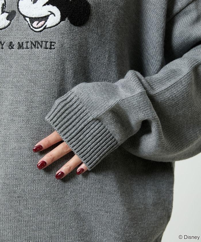 Mickey Mouse&Minnie Mouse/米老鼠&米妮/相良刺繡寬鬆針織衫