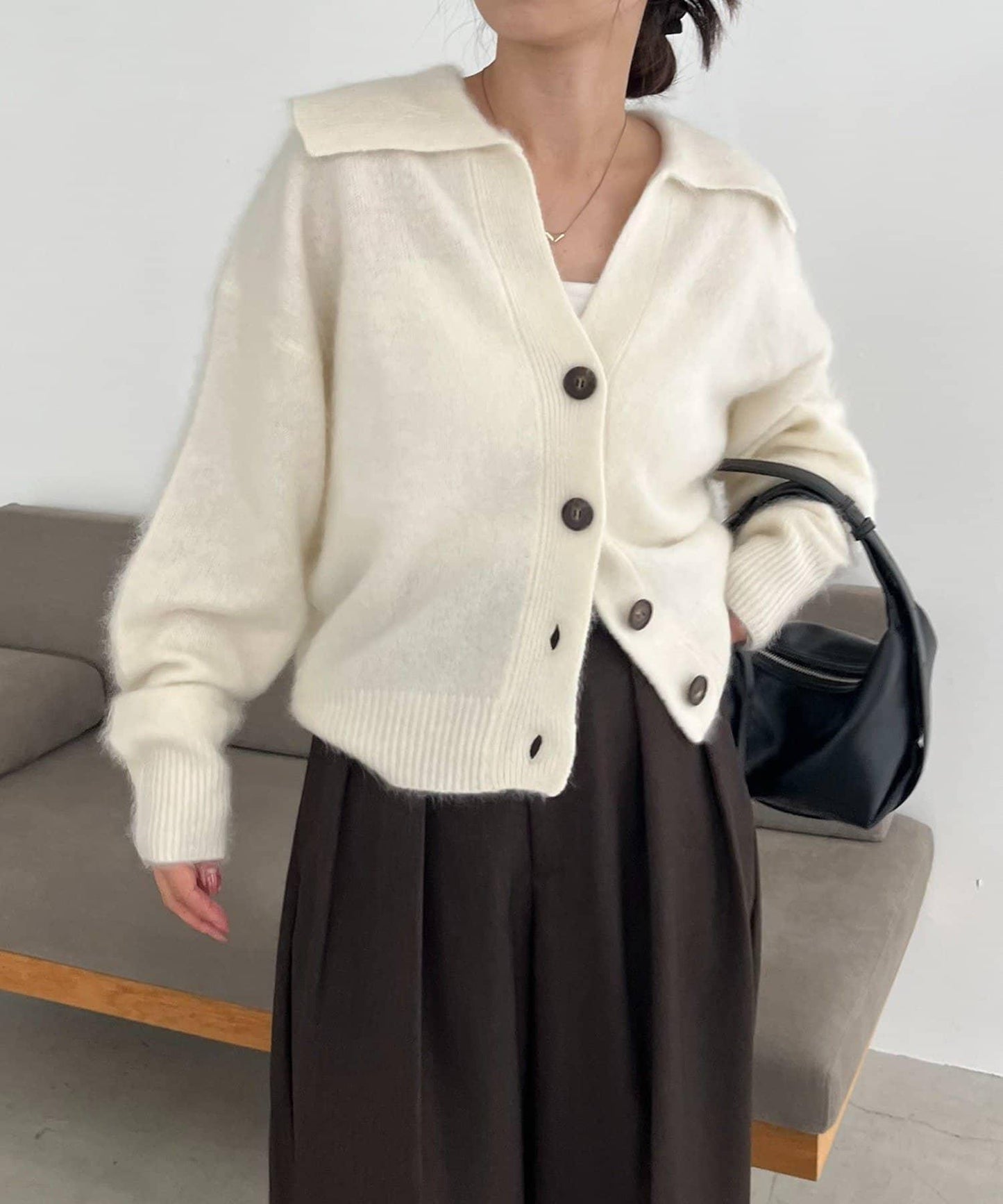 【優質穿著感】WOOL100仿貂絨開衫