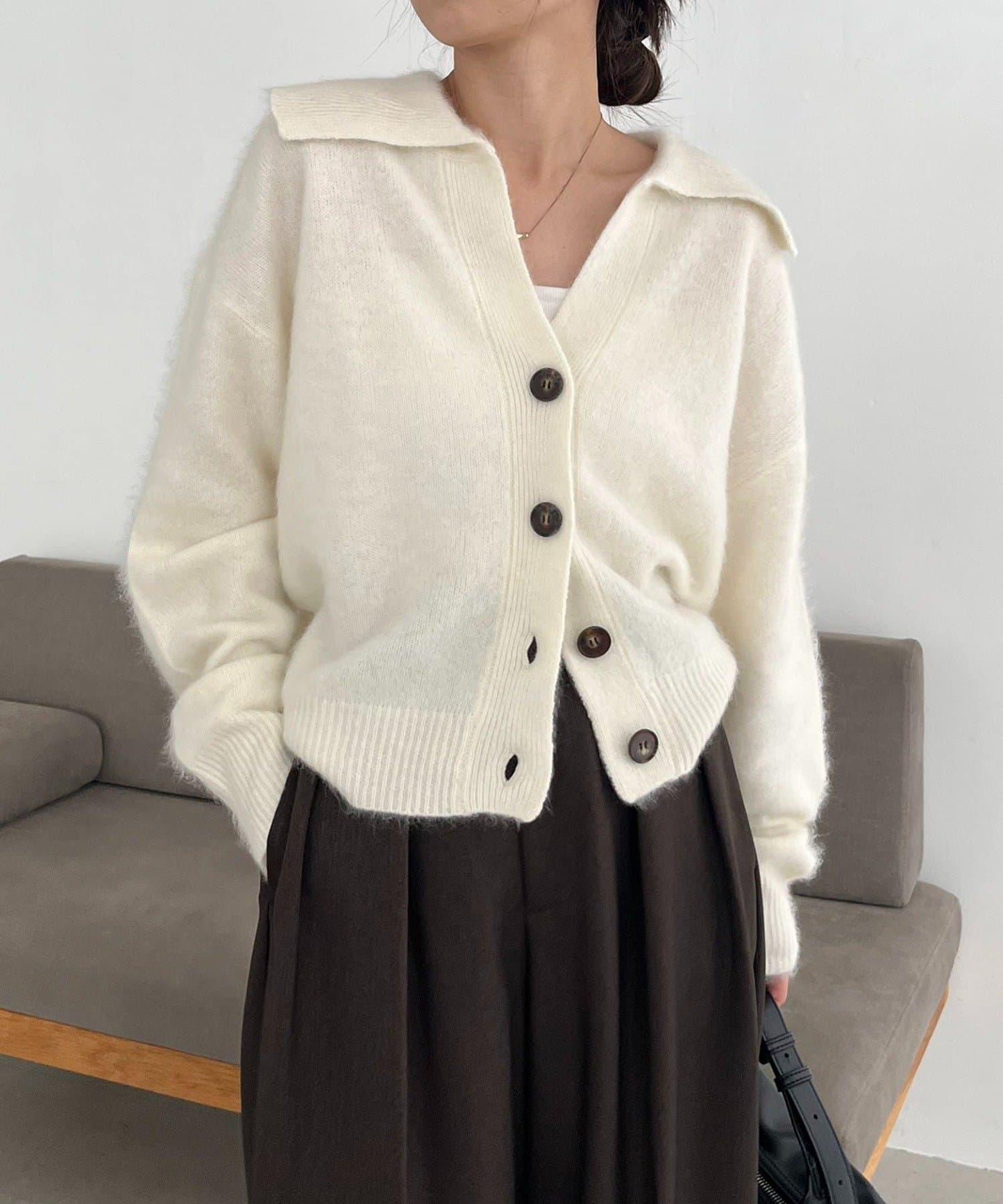 【優質穿著感】WOOL100仿貂絨開衫