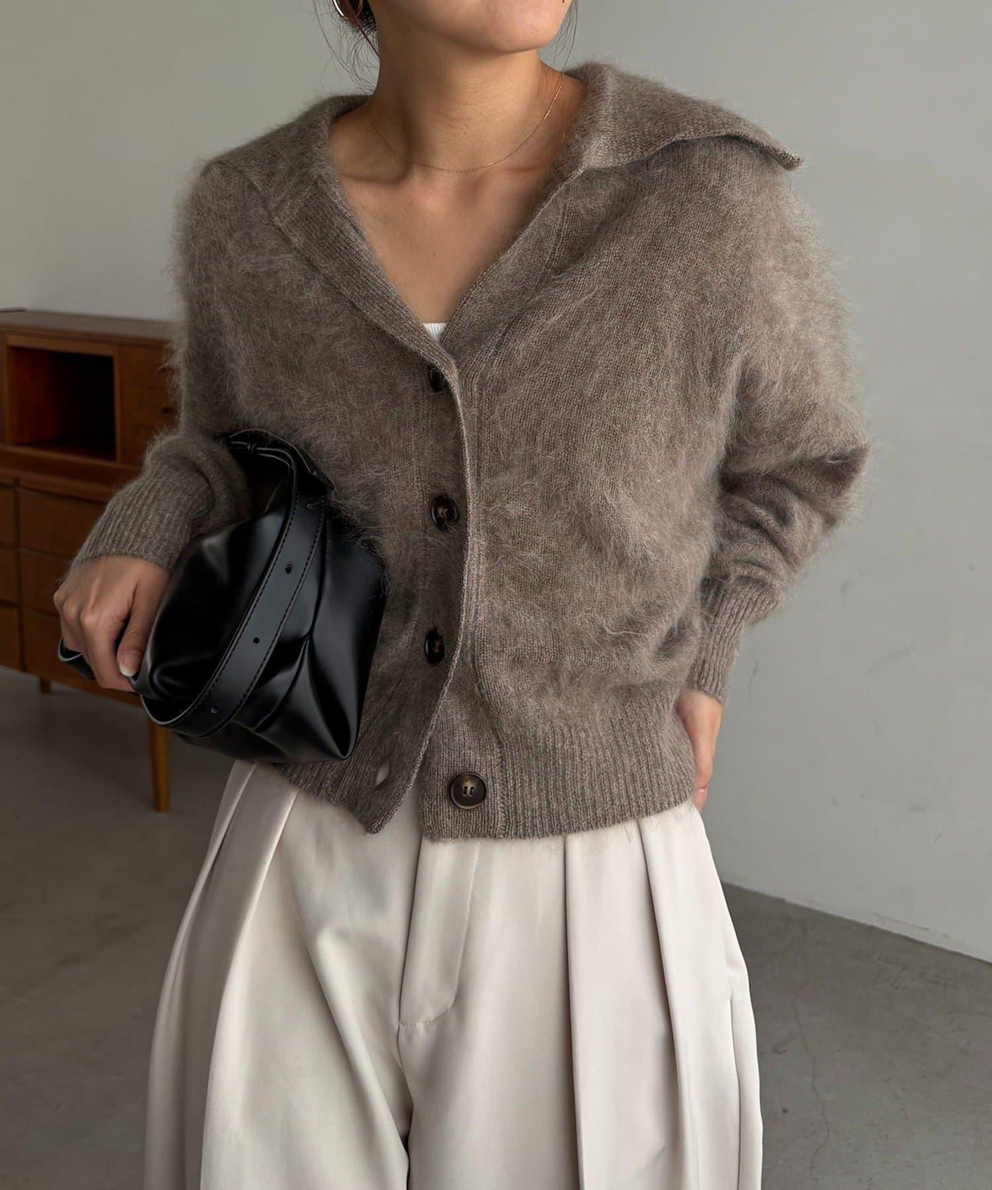 【優質穿著感】WOOL100仿貂絨開衫