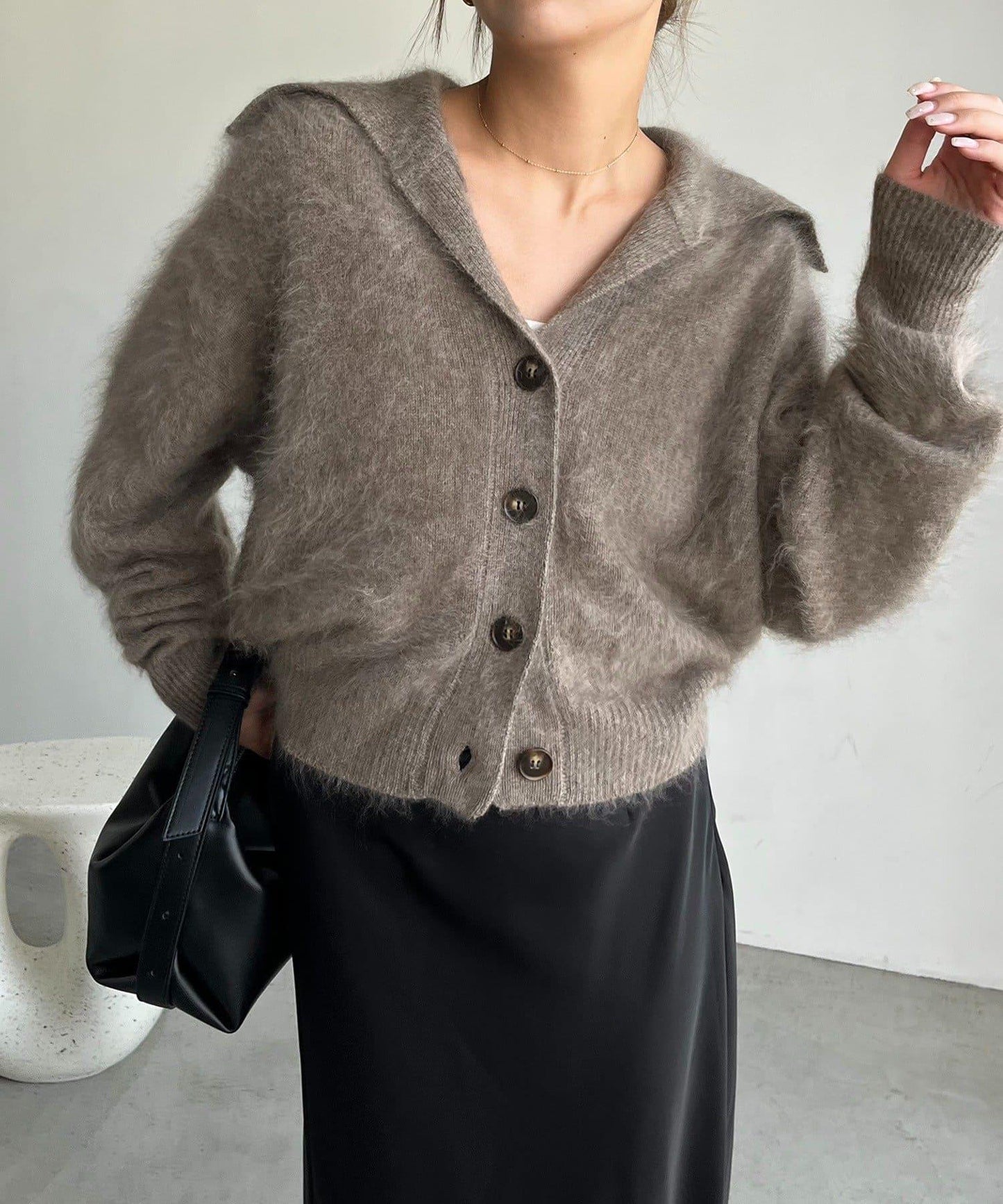 【優質穿著感】WOOL100仿貂絨開衫