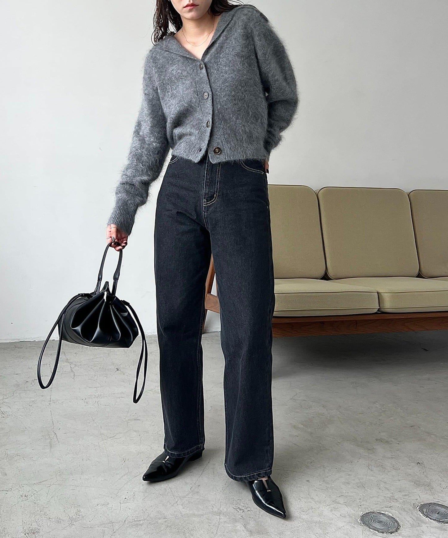 【優質穿著感】WOOL100仿貂絨開衫