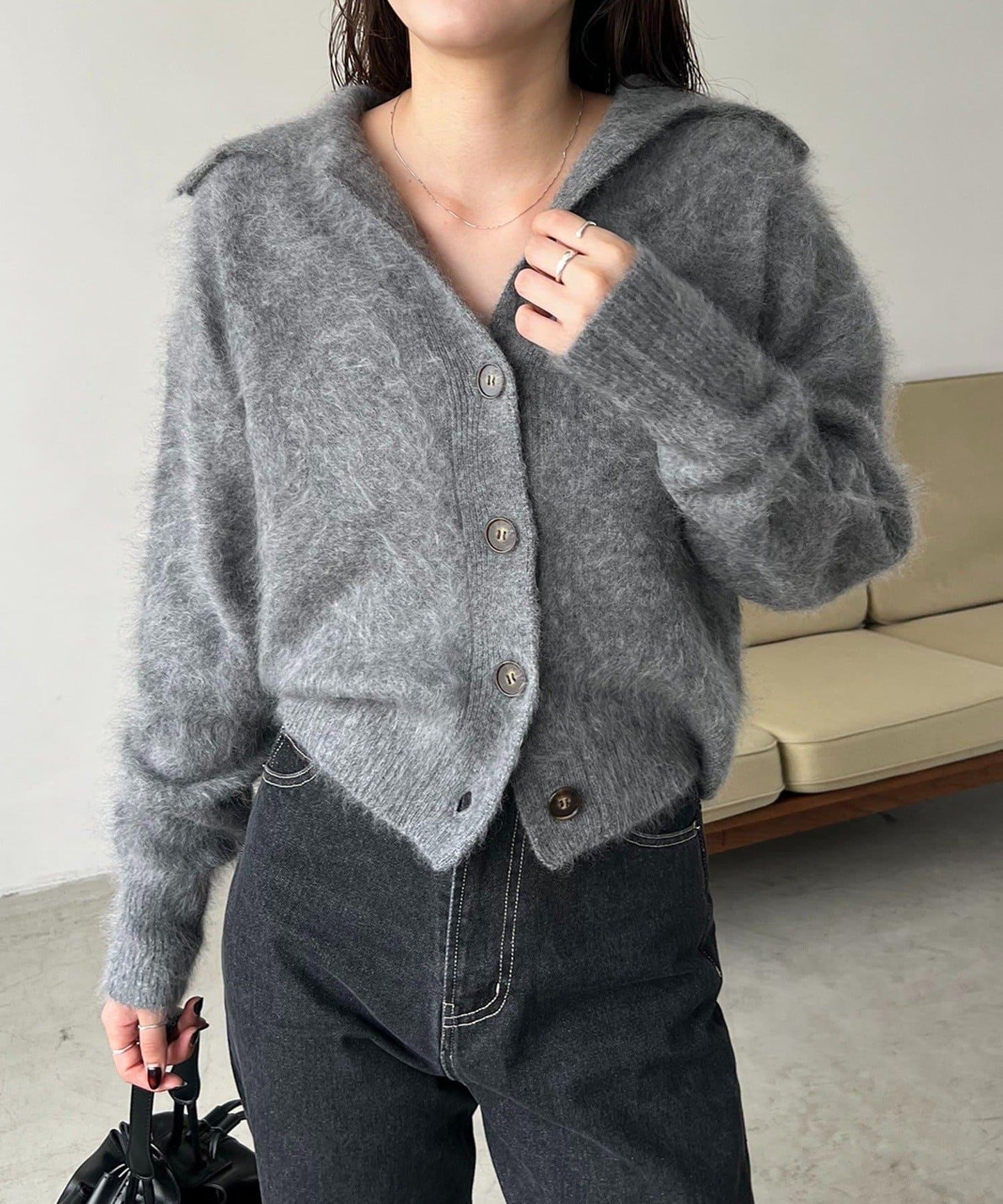 【優質穿著感】WOOL100仿貂絨開衫