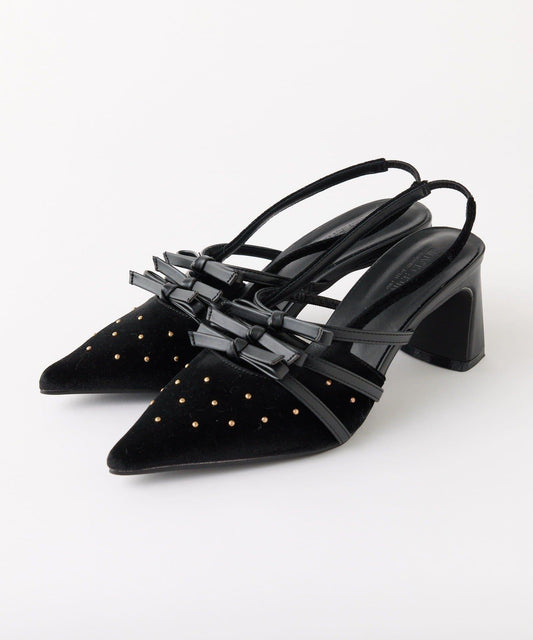 蝴蝶結裝飾尖頭帶扣女鞋