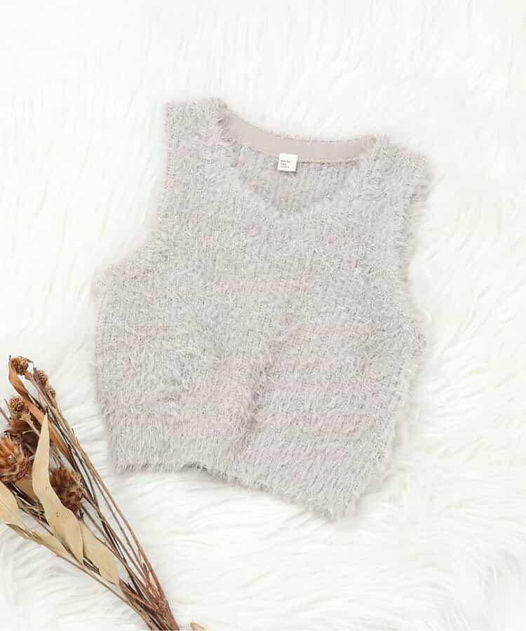 亮片長毛針織背心_可機洗