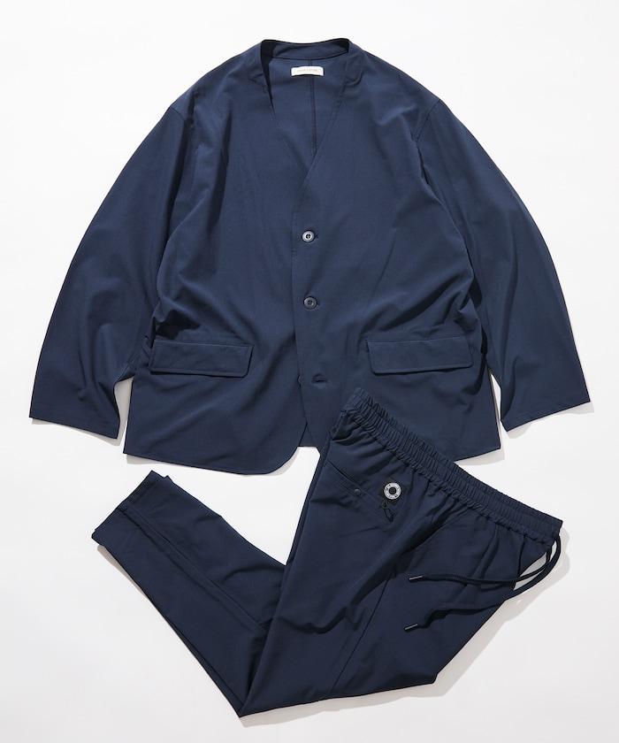 ALL WEATHER ACTIVE WEAR 全氣候活力服裝 舒適版型無領夾克套裝/寬鬆長褲
