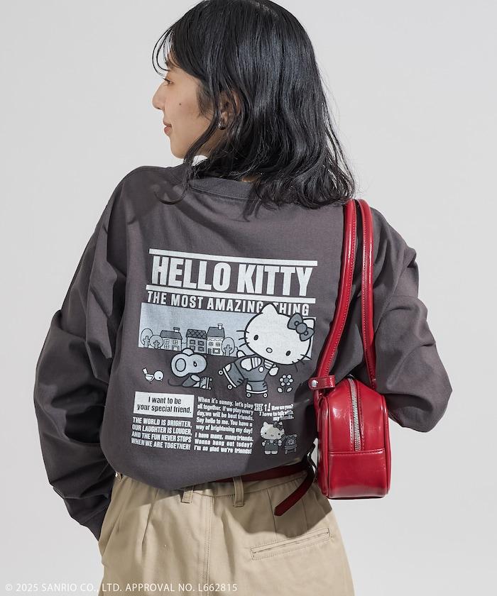 HELLO KITTY 報紙印花長袖T恤