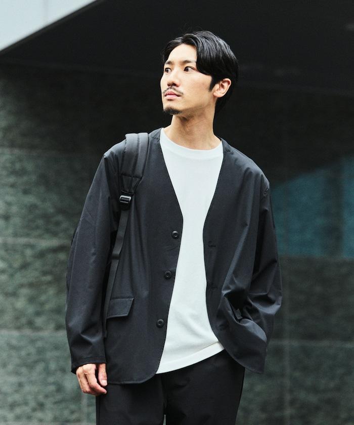 ALL WEATHER ACTIVE WEAR 全氣候活力服裝 舒適版型無領夾克套裝/寬鬆長褲