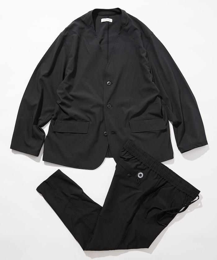 ALL WEATHER ACTIVE WEAR 全氣候活力服裝 舒適版型無領夾克套裝/寬鬆長褲