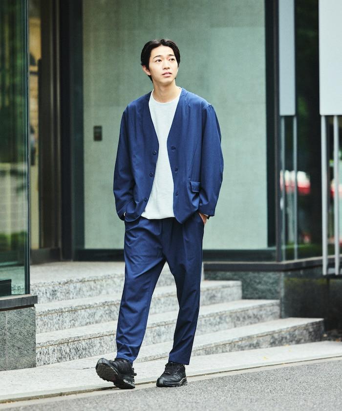 ALL WEATHER ACTIVE WEAR 全氣候活力服裝 舒適版型無領夾克套裝/寬鬆長褲