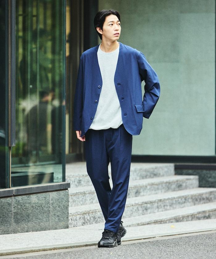 ALL WEATHER ACTIVE WEAR 全氣候活力服裝 舒適版型無領夾克套裝/寬鬆長褲