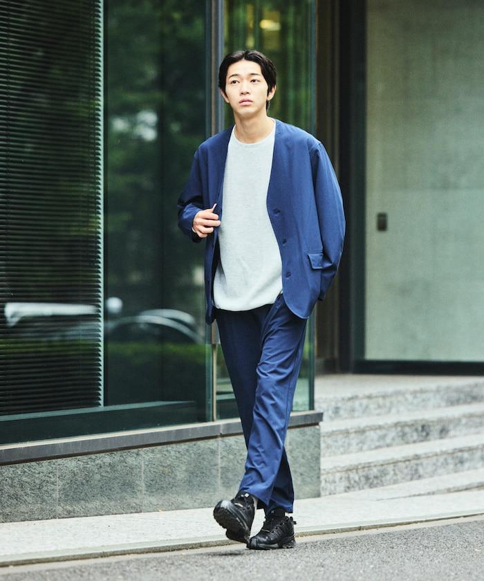 ALL WEATHER ACTIVE WEAR 全氣候活力服裝 舒適版型無領夾克套裝/寬鬆長褲