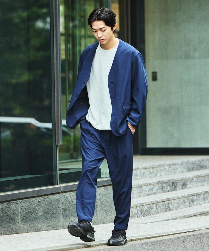 ALL WEATHER ACTIVE WEAR 全氣候活力服裝 舒適版型無領夾克套裝/寬鬆長褲