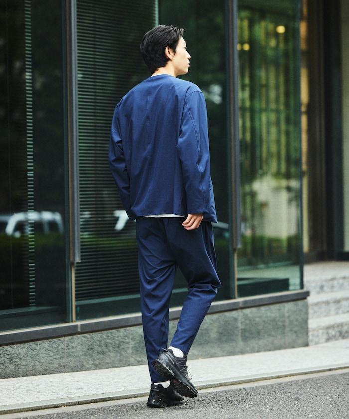 ALL WEATHER ACTIVE WEAR 全氣候活力服裝 舒適版型無領夾克套裝/寬鬆長褲