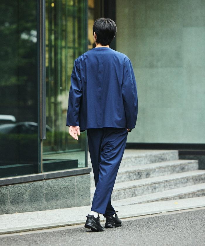 ALL WEATHER ACTIVE WEAR 全氣候活力服裝 舒適版型無領夾克套裝/寬鬆長褲