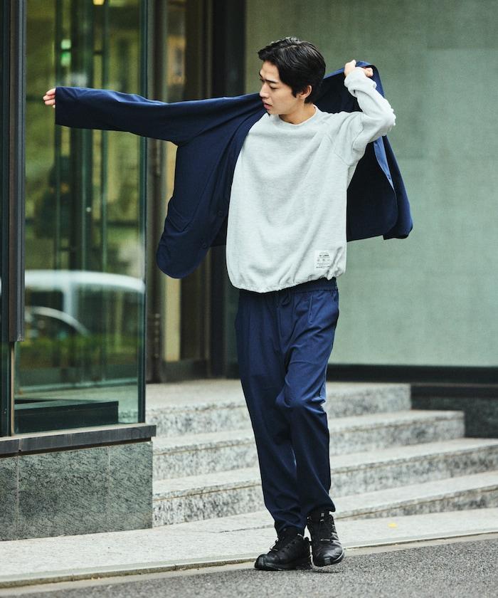 ALL WEATHER ACTIVE WEAR 全氣候活力服裝 舒適版型無領夾克套裝/寬鬆長褲