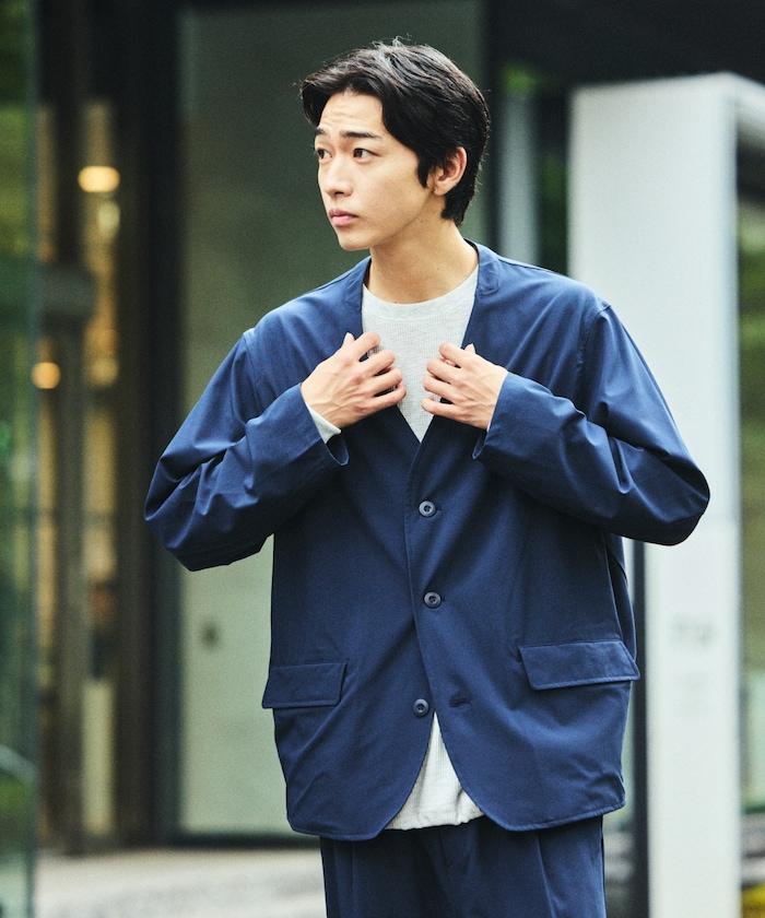 ALL WEATHER ACTIVE WEAR 全氣候活力服裝 舒適版型無領夾克套裝/寬鬆長褲