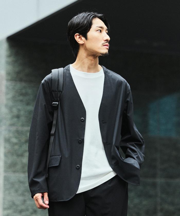 ALL WEATHER ACTIVE WEAR 全氣候活力服裝 舒適版型無領夾克套裝/寬鬆長褲