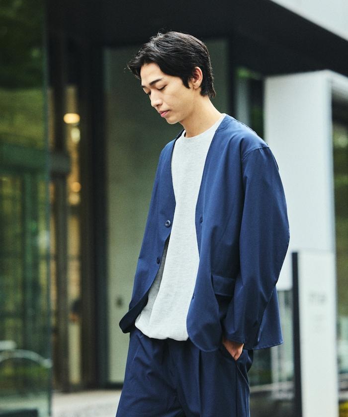 ALL WEATHER ACTIVE WEAR 全氣候活力服裝 舒適版型無領夾克套裝/寬鬆長褲