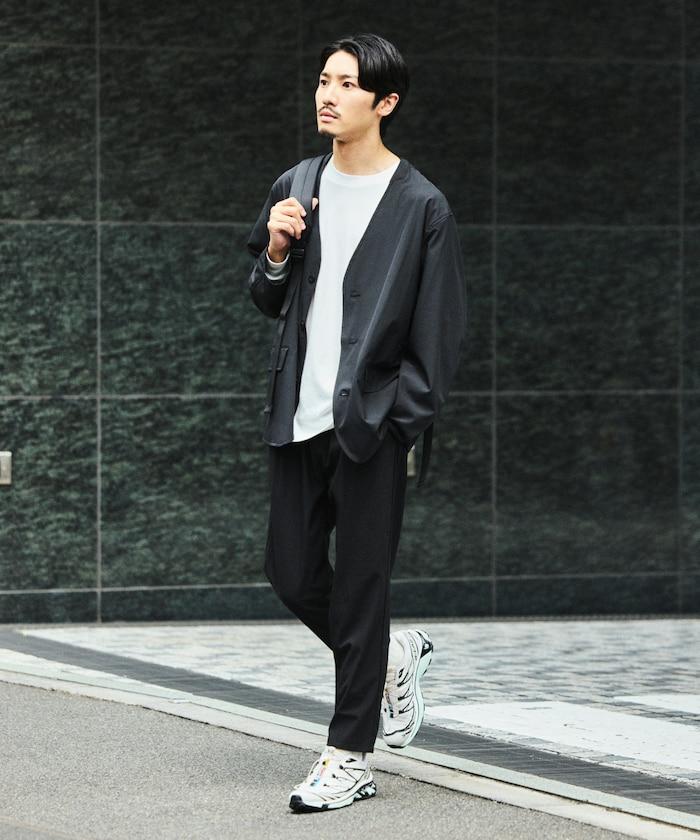 ALL WEATHER ACTIVE WEAR 全氣候活力服裝 舒適版型無領夾克套裝/寬鬆長褲