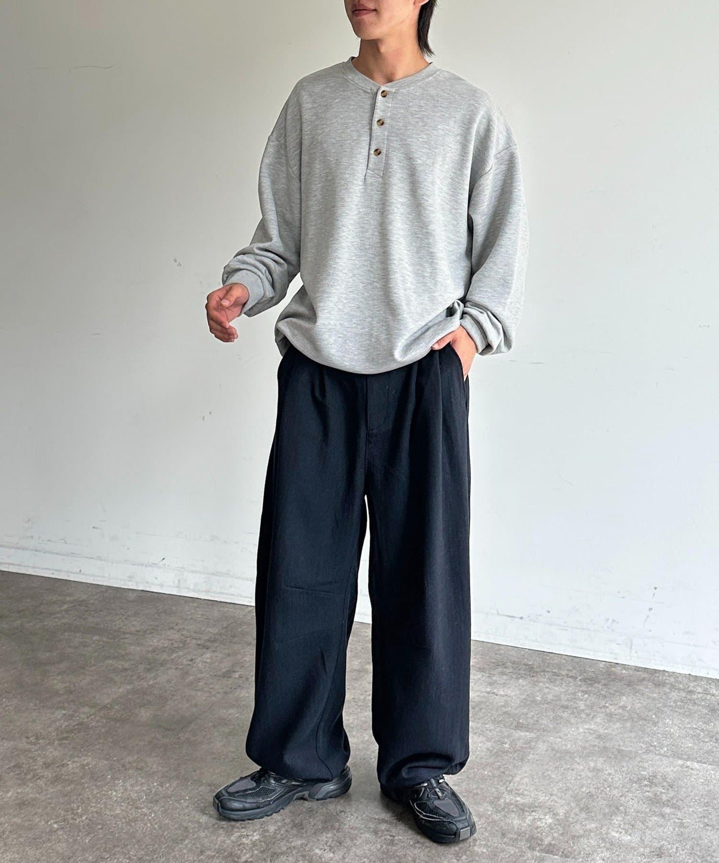 人字紋桶形休閒褲