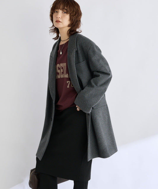 【優雅幹練】羊毛海狸呢西裝領大衣