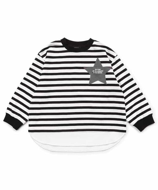 星星口袋拼接層疊風T恤