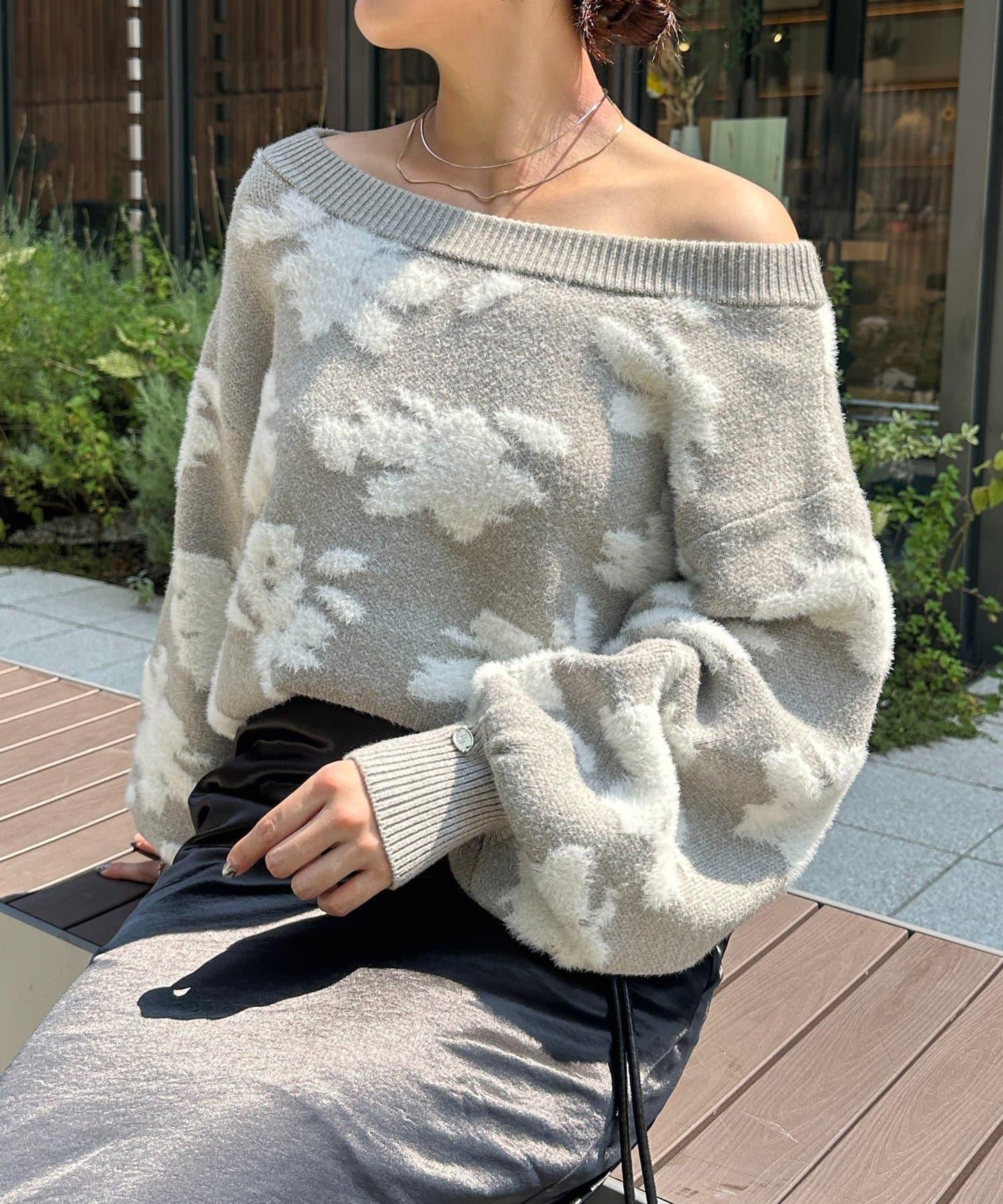提花長毛針織衫