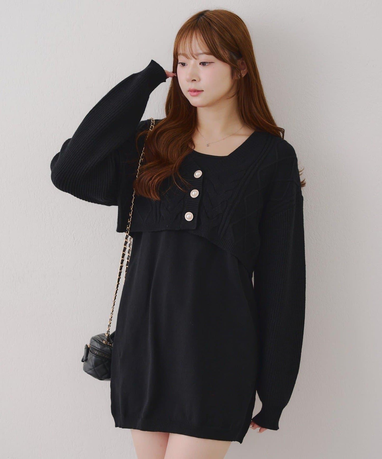 【附開衫】針織迷你連衣裙