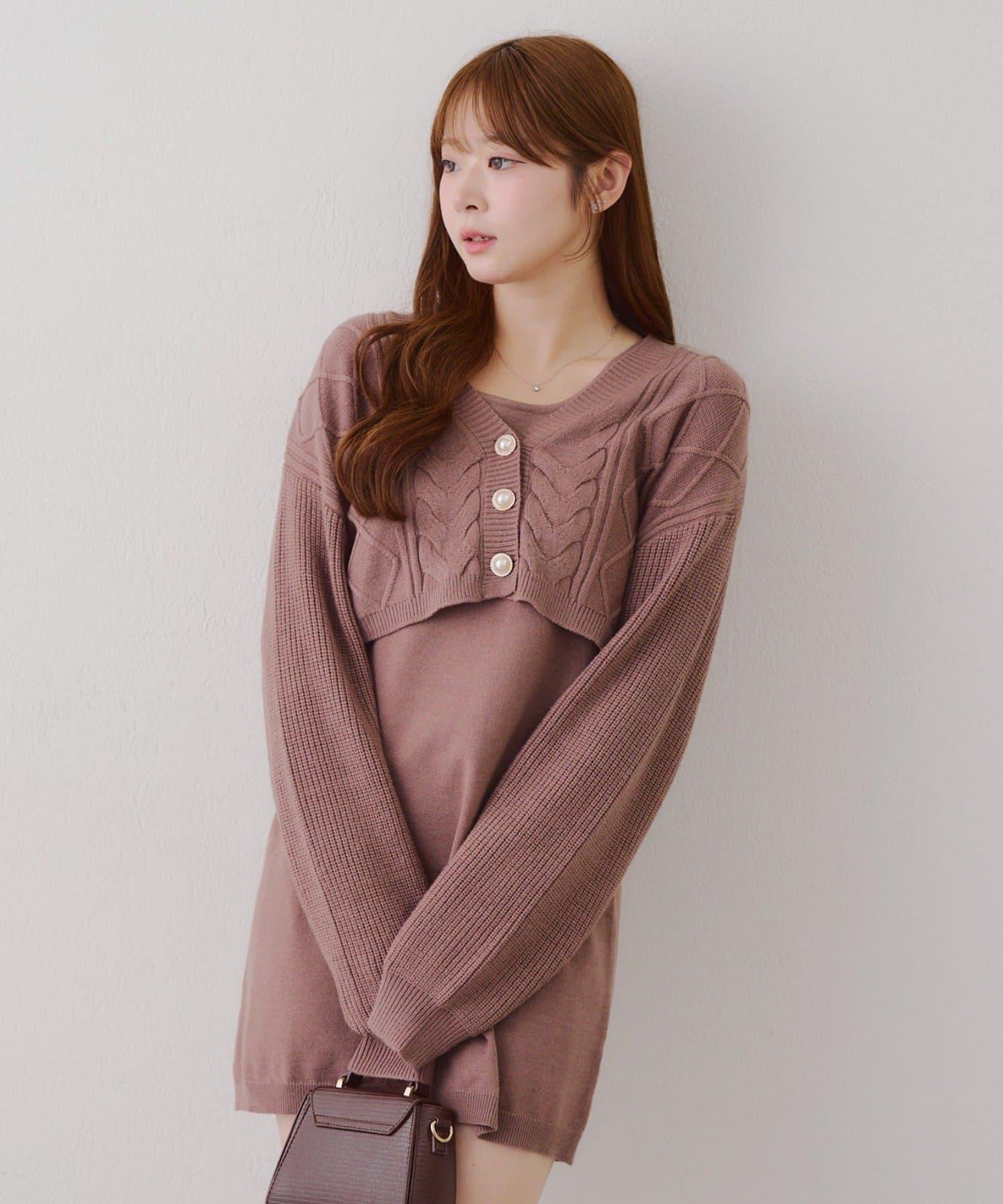 【附開衫】針織迷你連衣裙