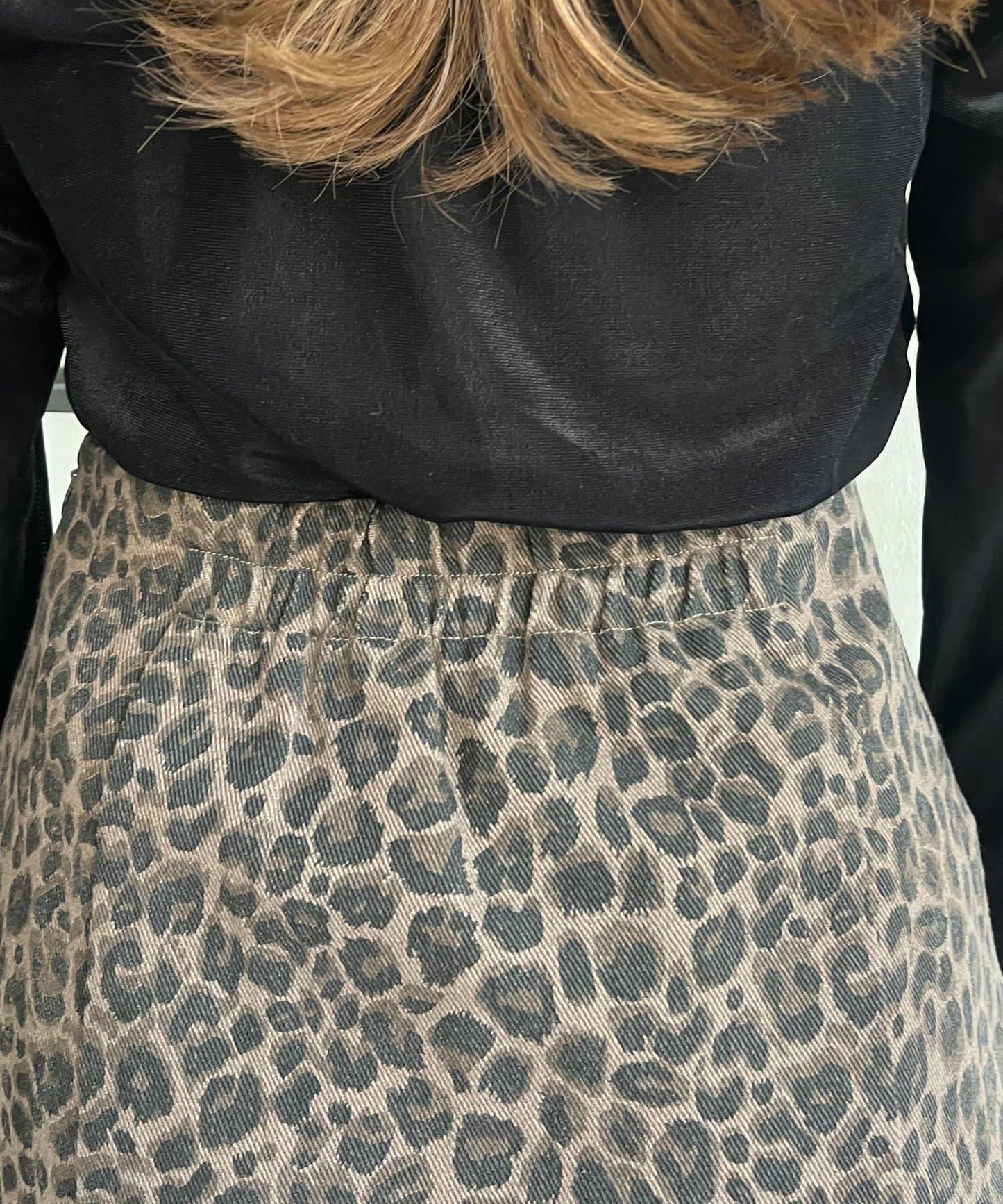 豹紋斜紋臺形迷你裙