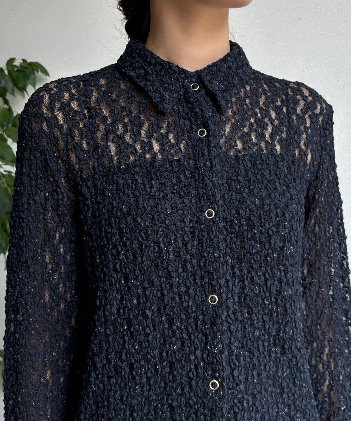 亮片透視蕾絲襯衫