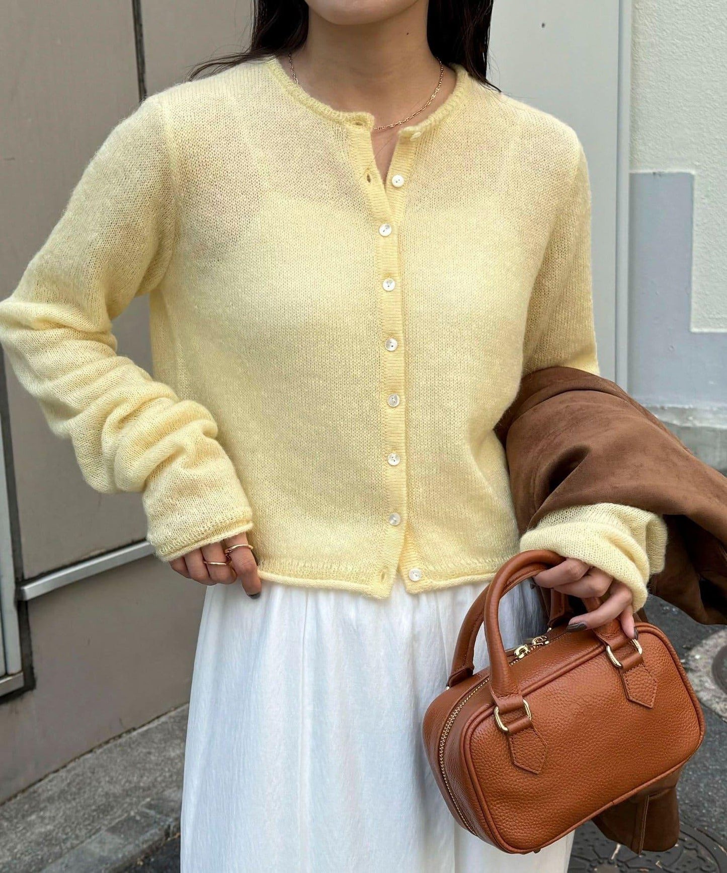 馬海毛混紡吊帶開衫