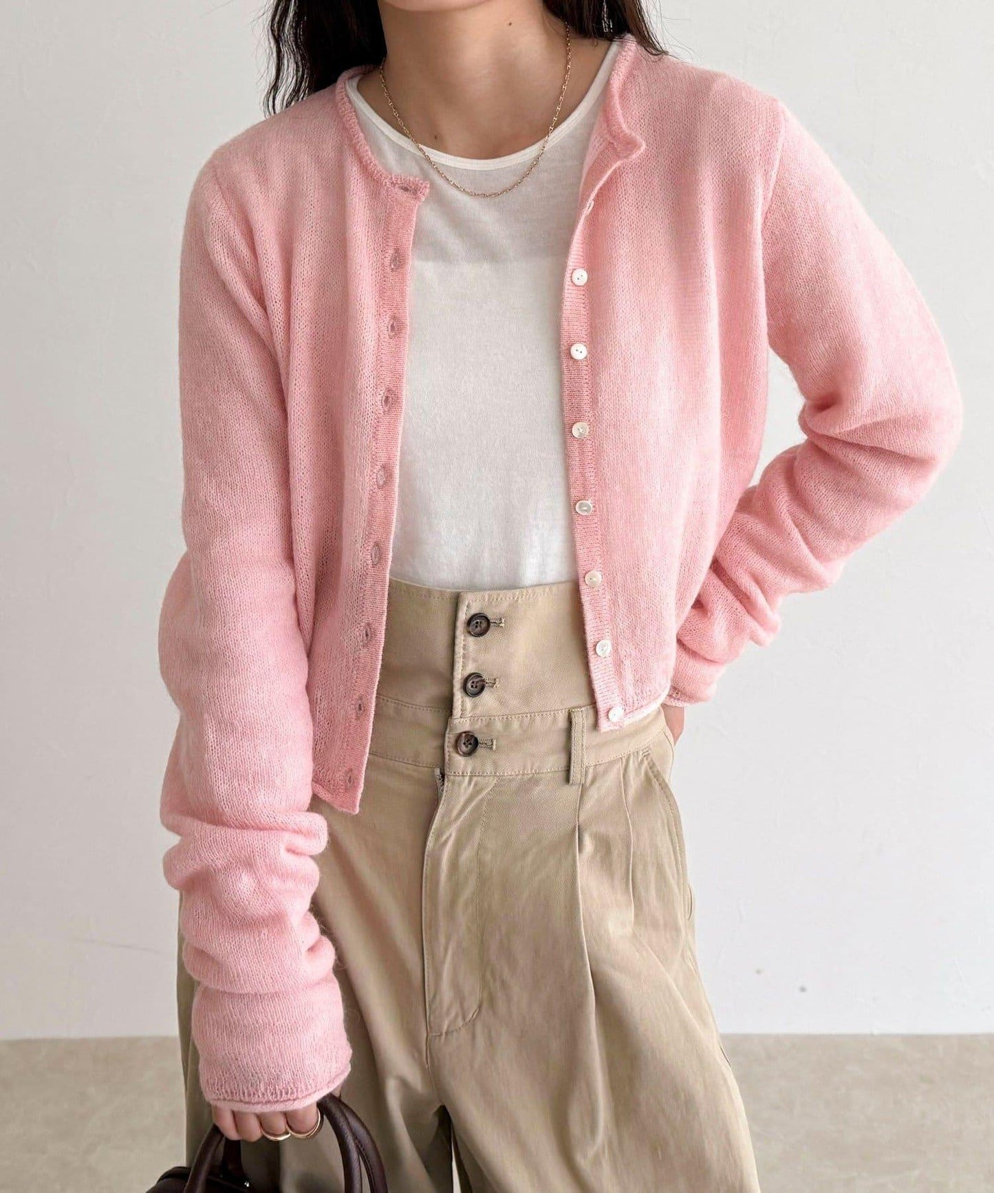 馬海毛混紡吊帶開衫