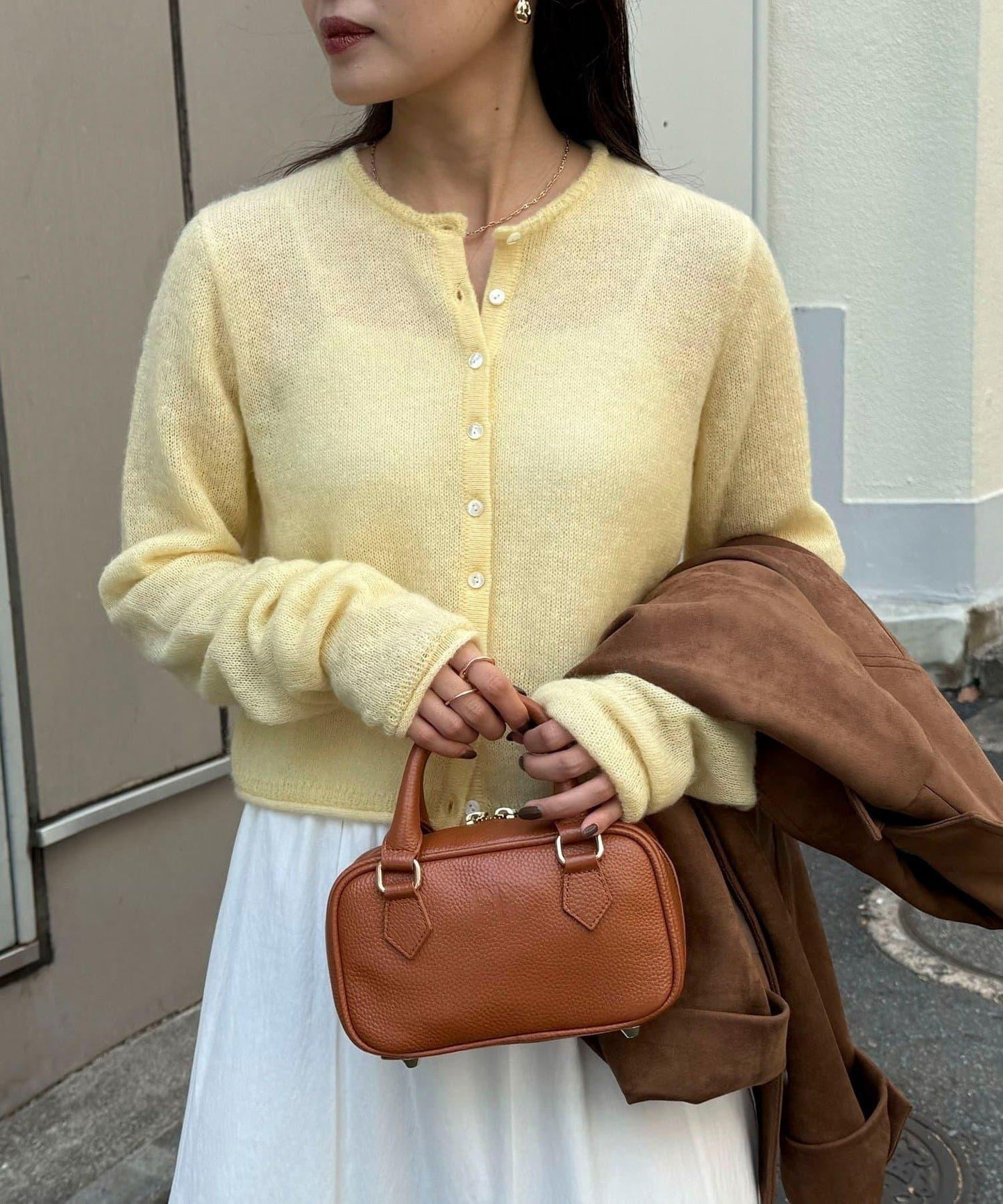 馬海毛混紡吊帶開衫