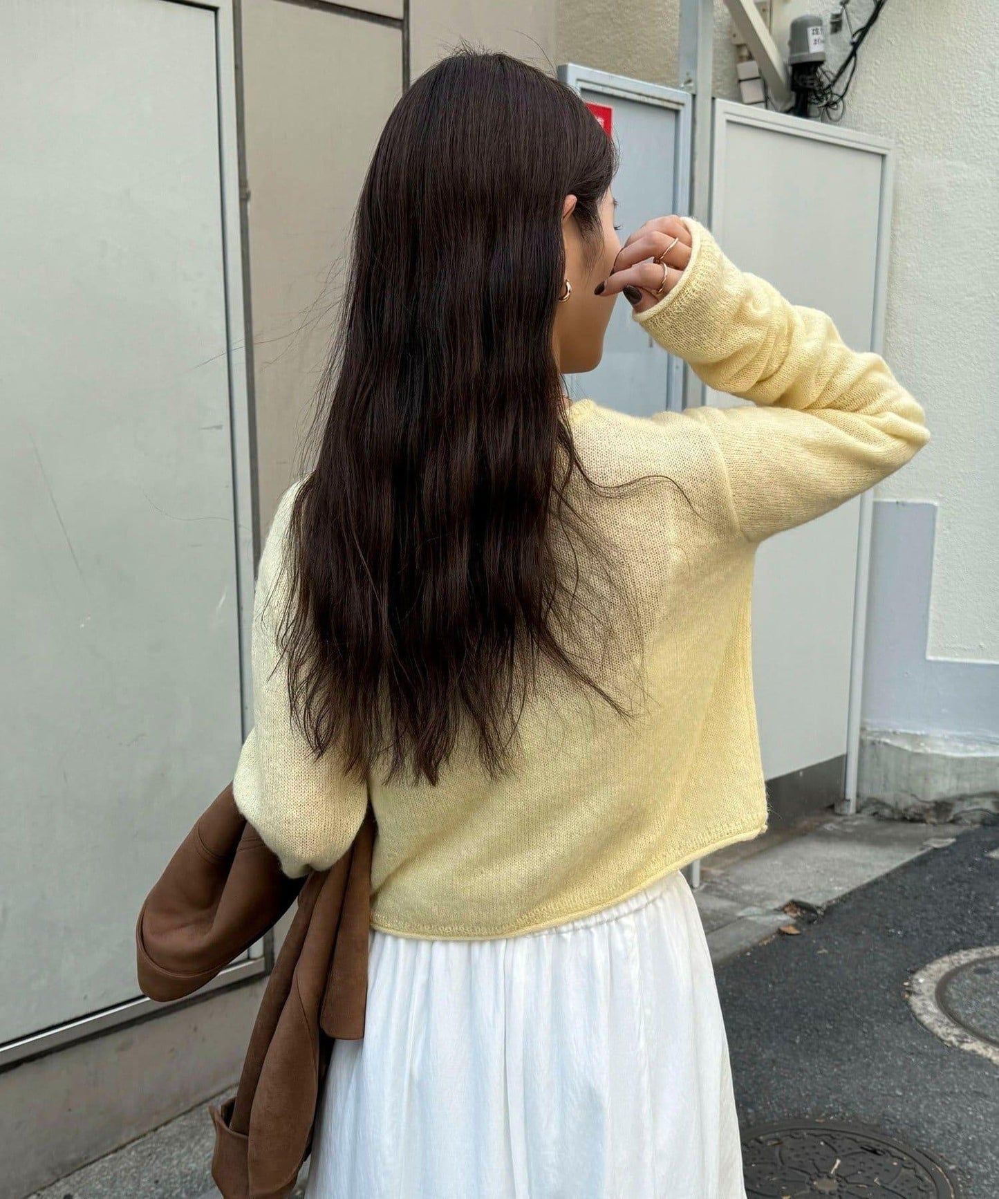 馬海毛混紡吊帶開衫