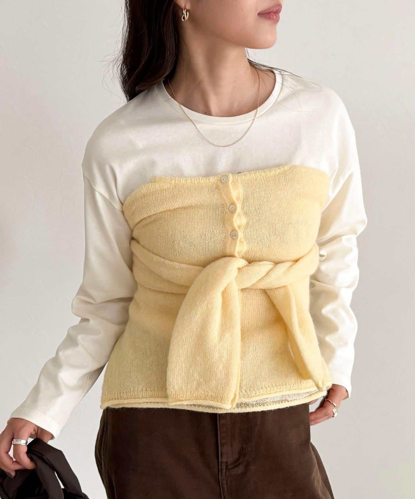 馬海毛混紡吊帶開衫