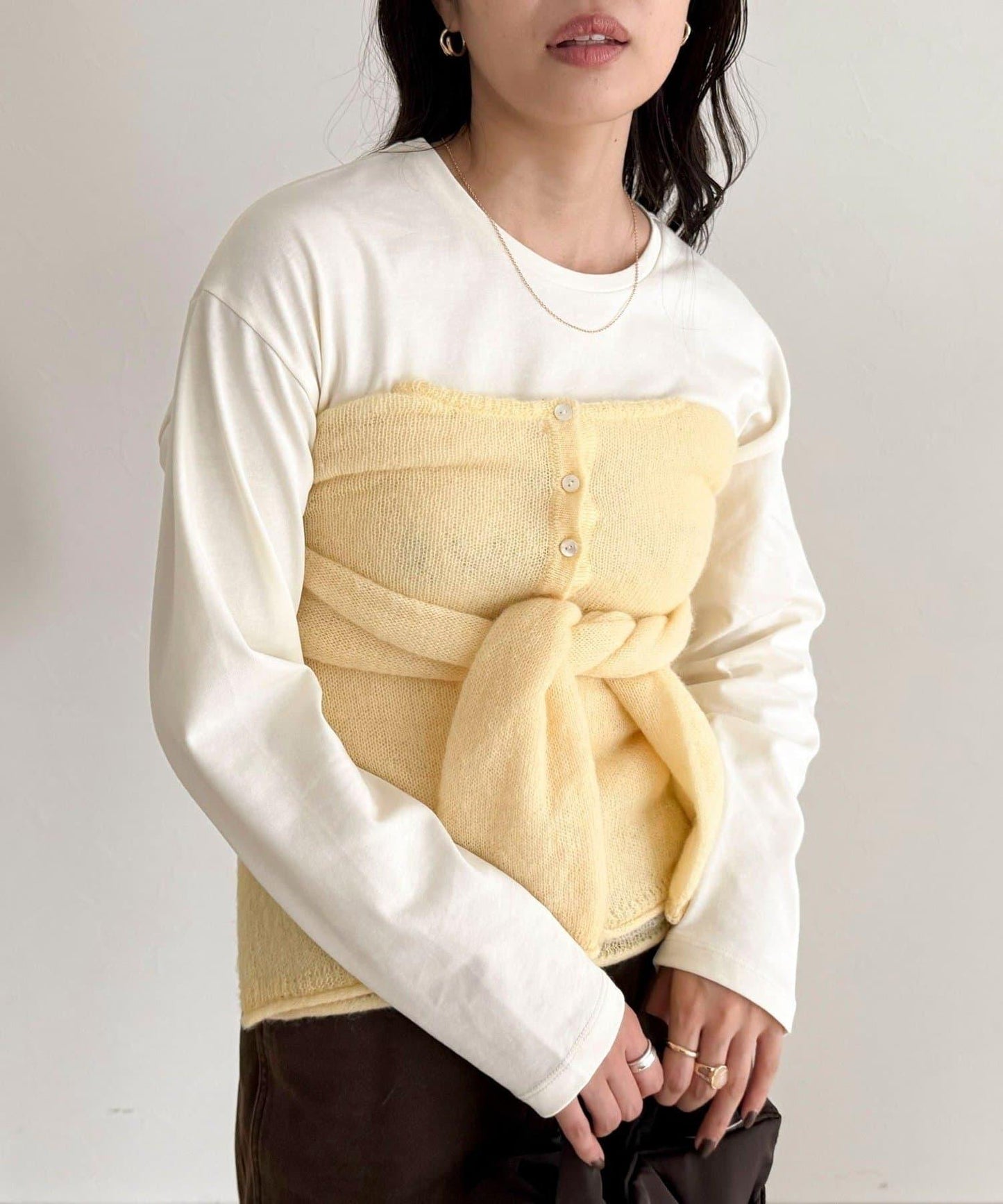 馬海毛混紡吊帶開衫