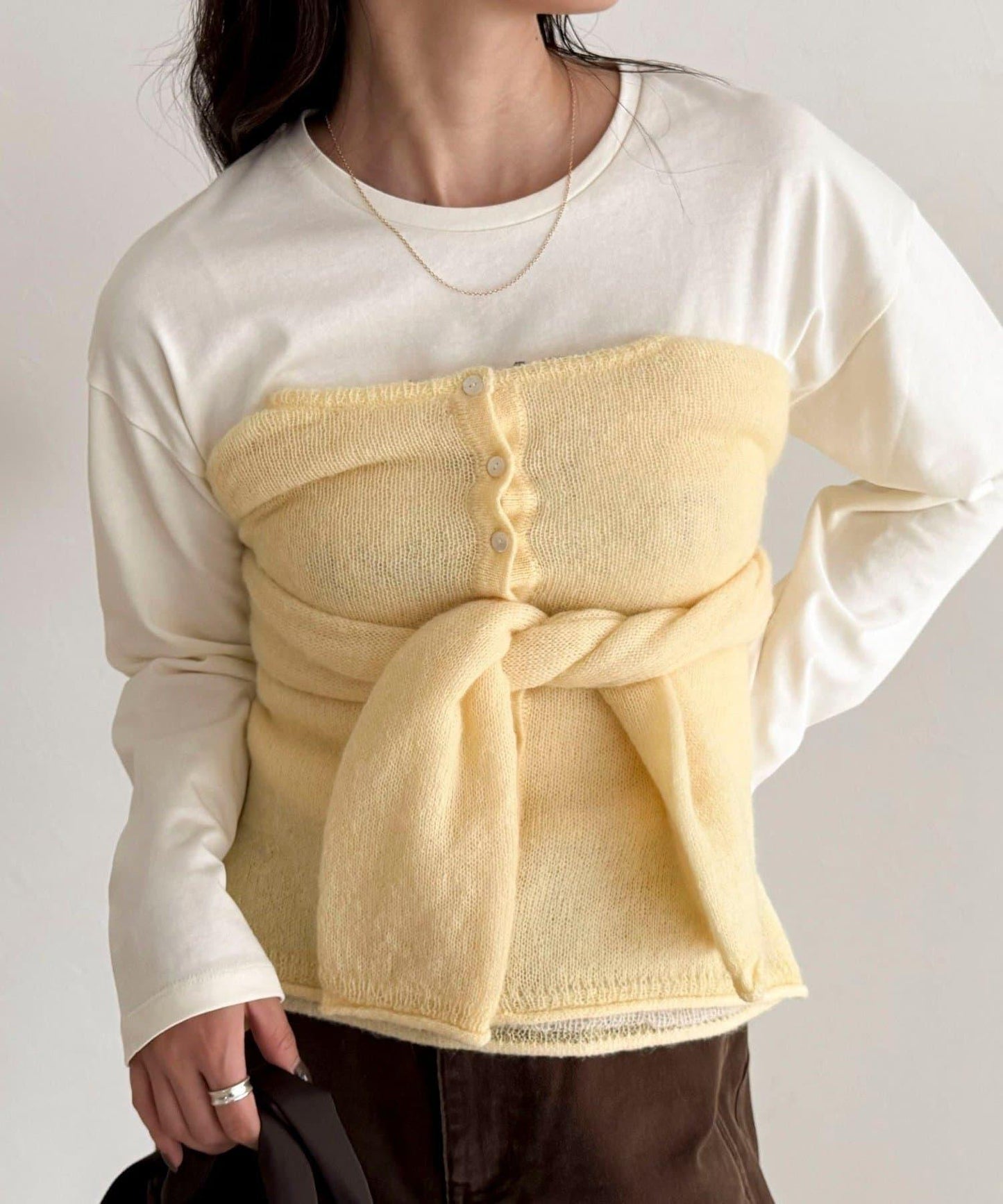 馬海毛混紡吊帶開衫