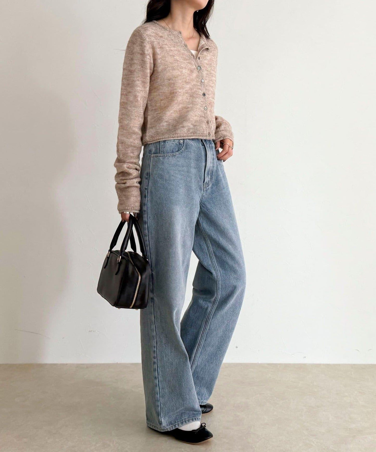 馬海毛混紡吊帶開衫