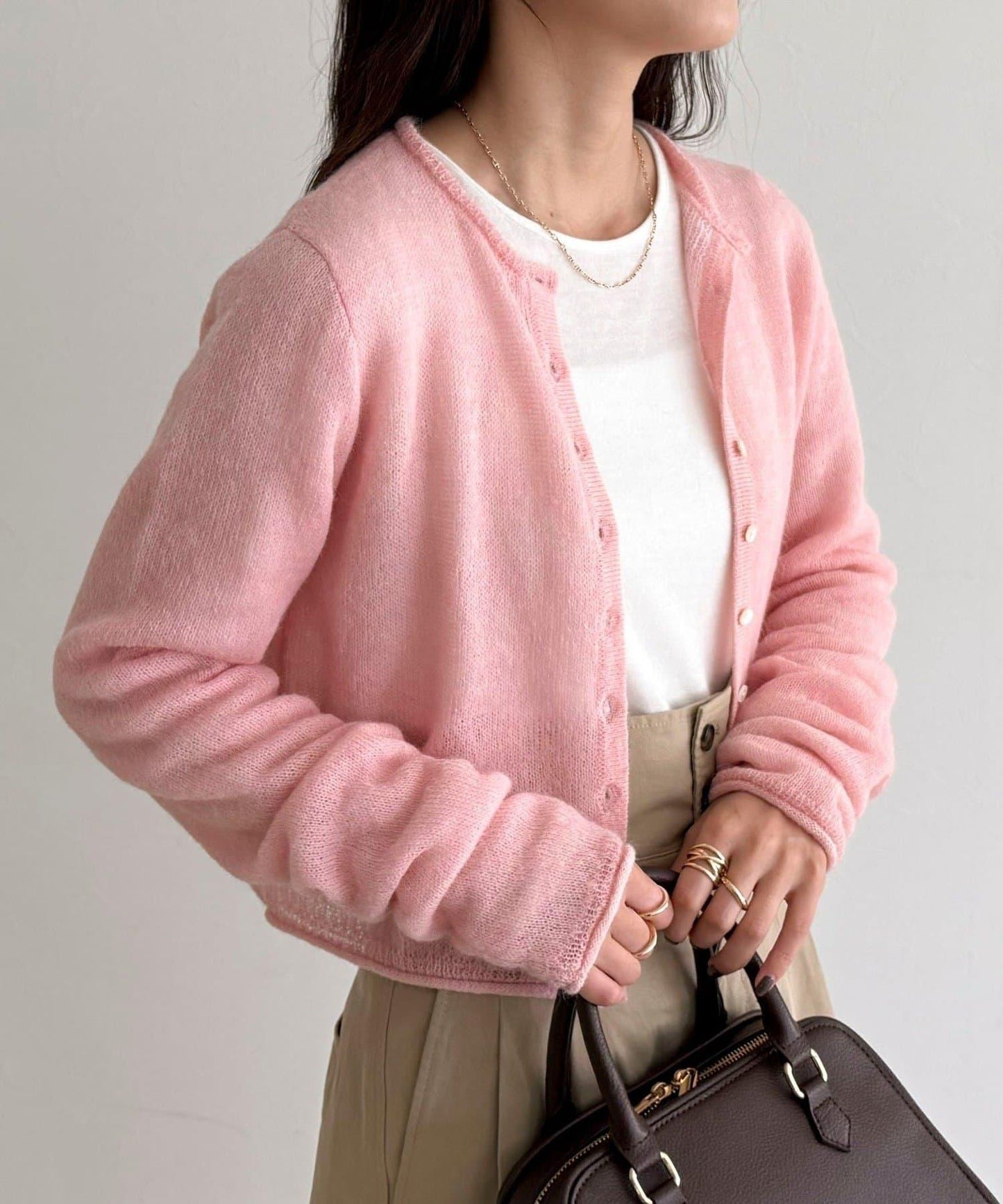 馬海毛混紡吊帶開衫