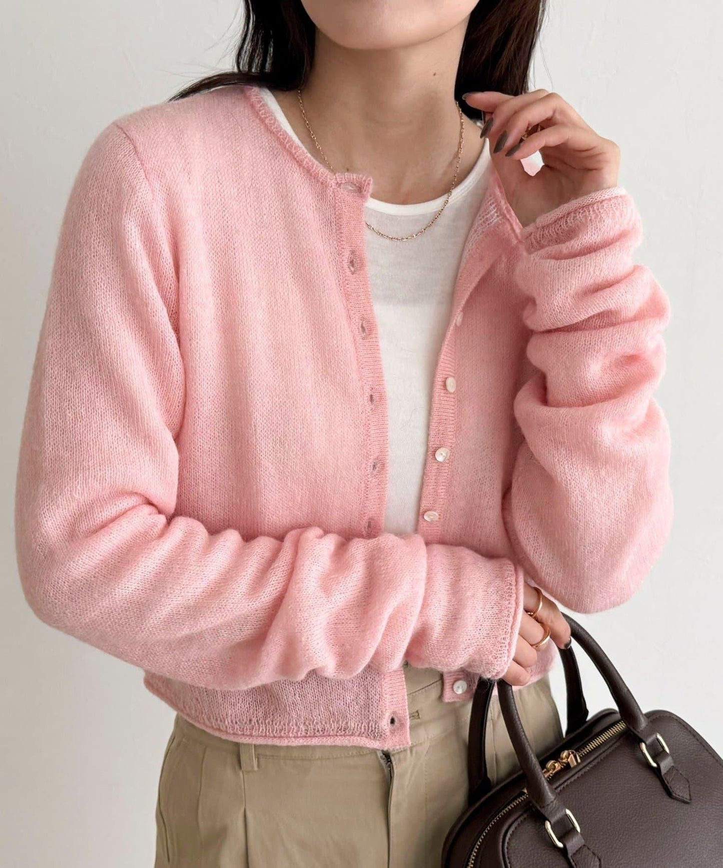 馬海毛混紡吊帶開衫