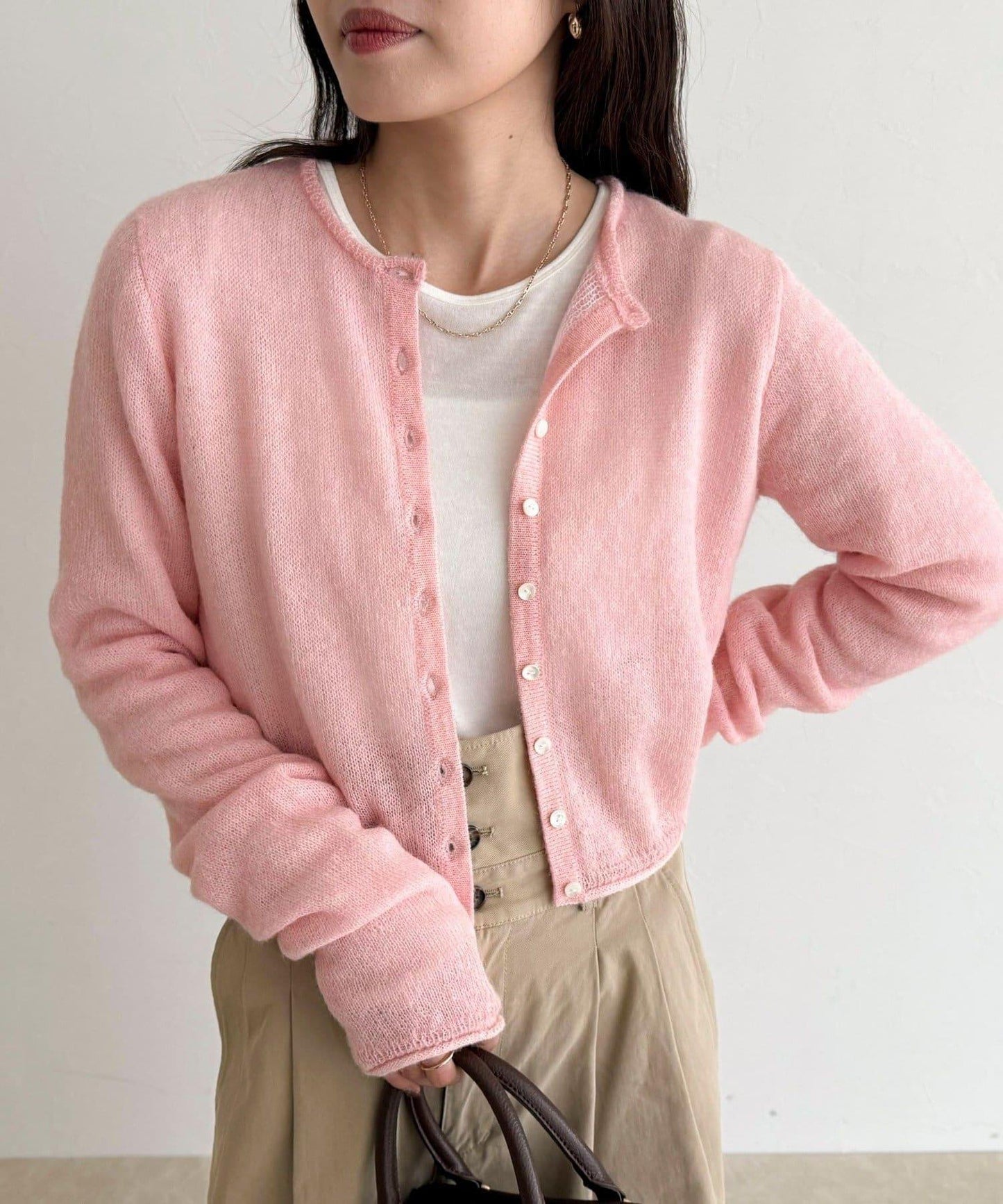 馬海毛混紡吊帶開衫