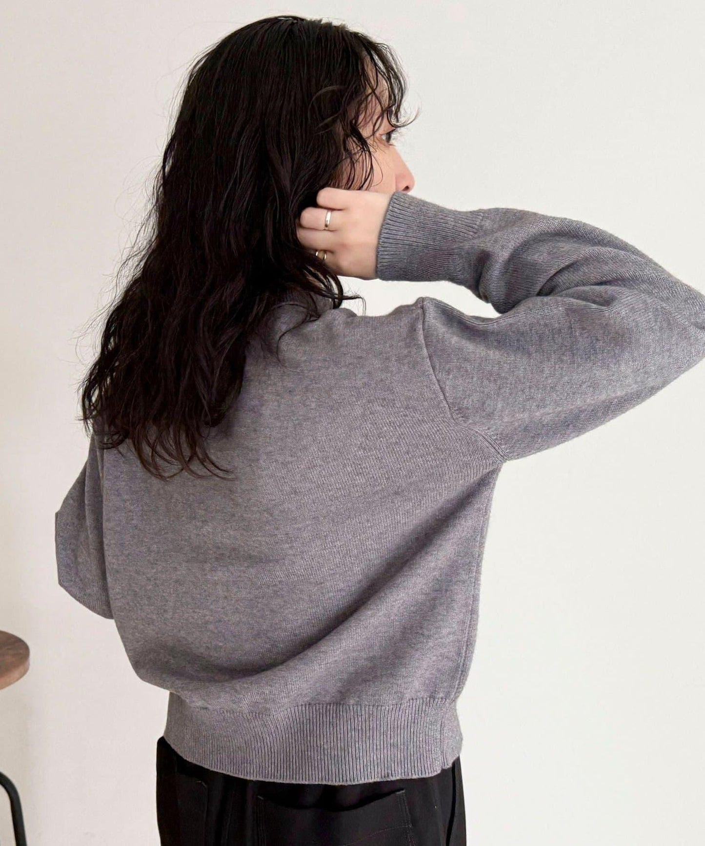 針織衫開衫 帶頭巾