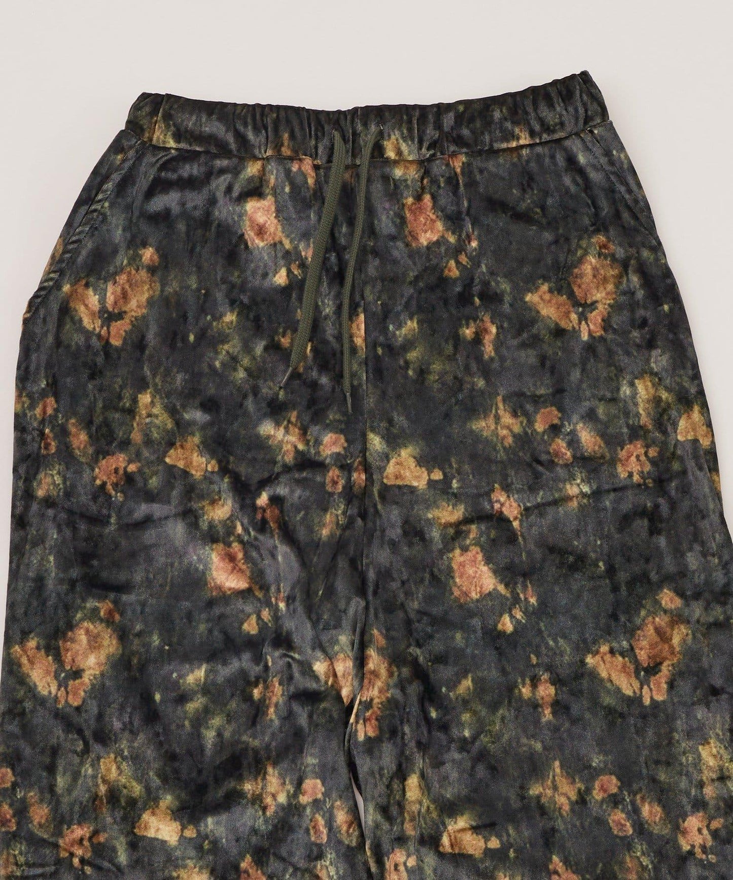 花卉圖案天鵝絨休閒褲