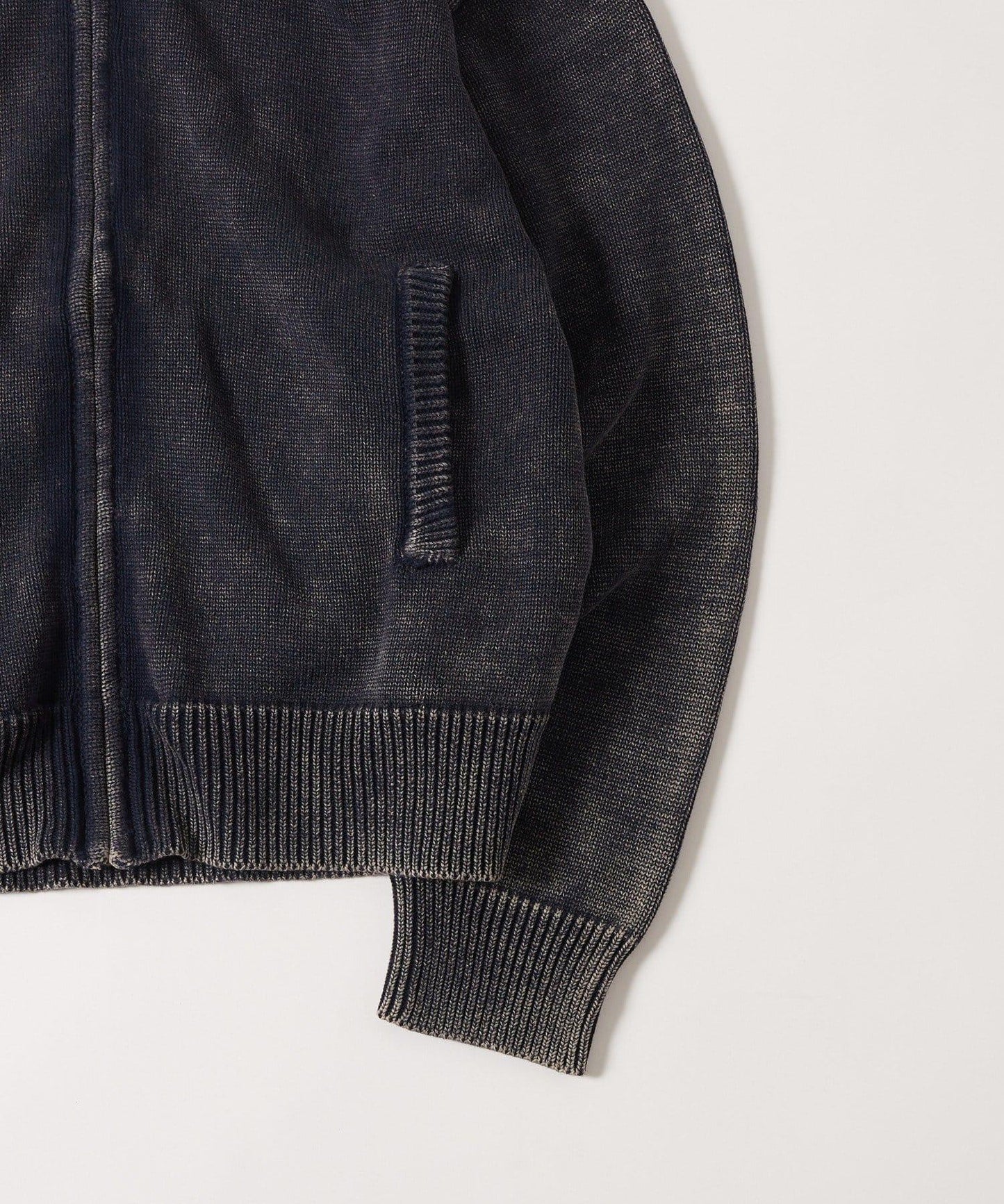 KOOKYN色素洗工藝拉鍊針織連帽衫