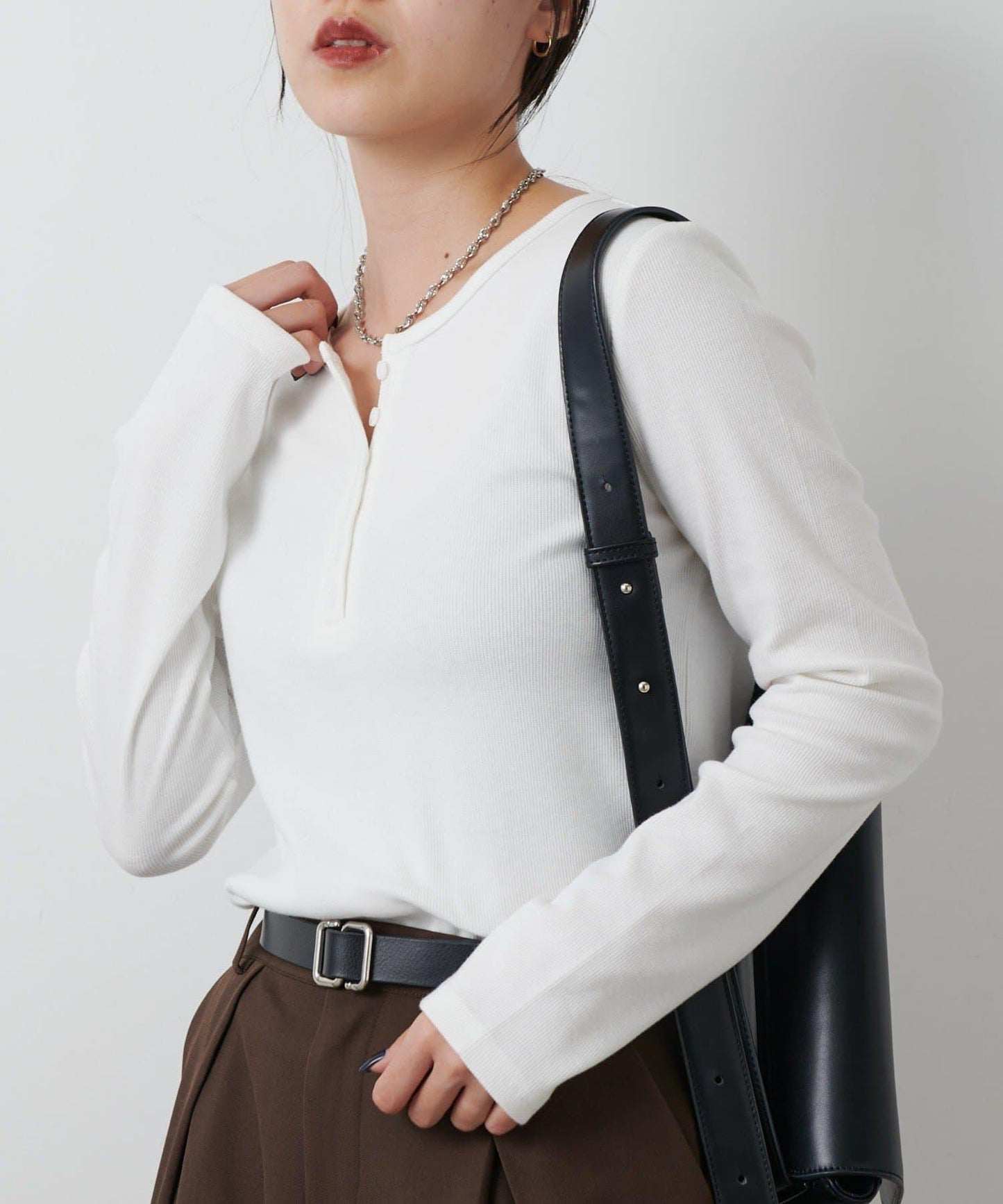 【AW/】亨利領羅紋長袖T恤