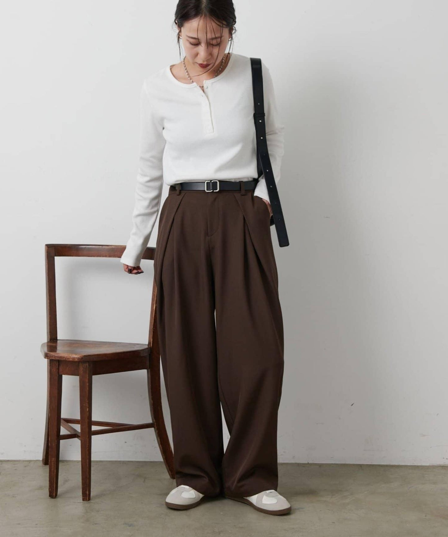 【AW/】亨利領羅紋長袖T恤