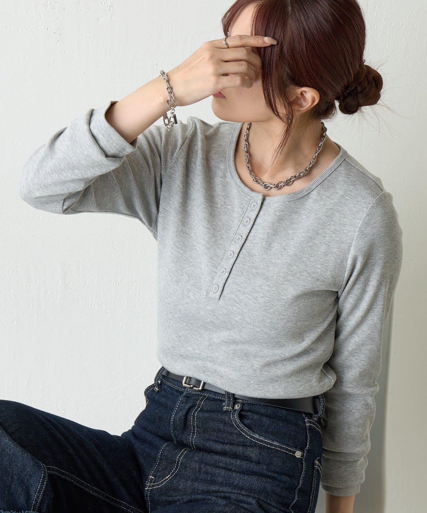 【AW/】亨利領羅紋長袖T恤