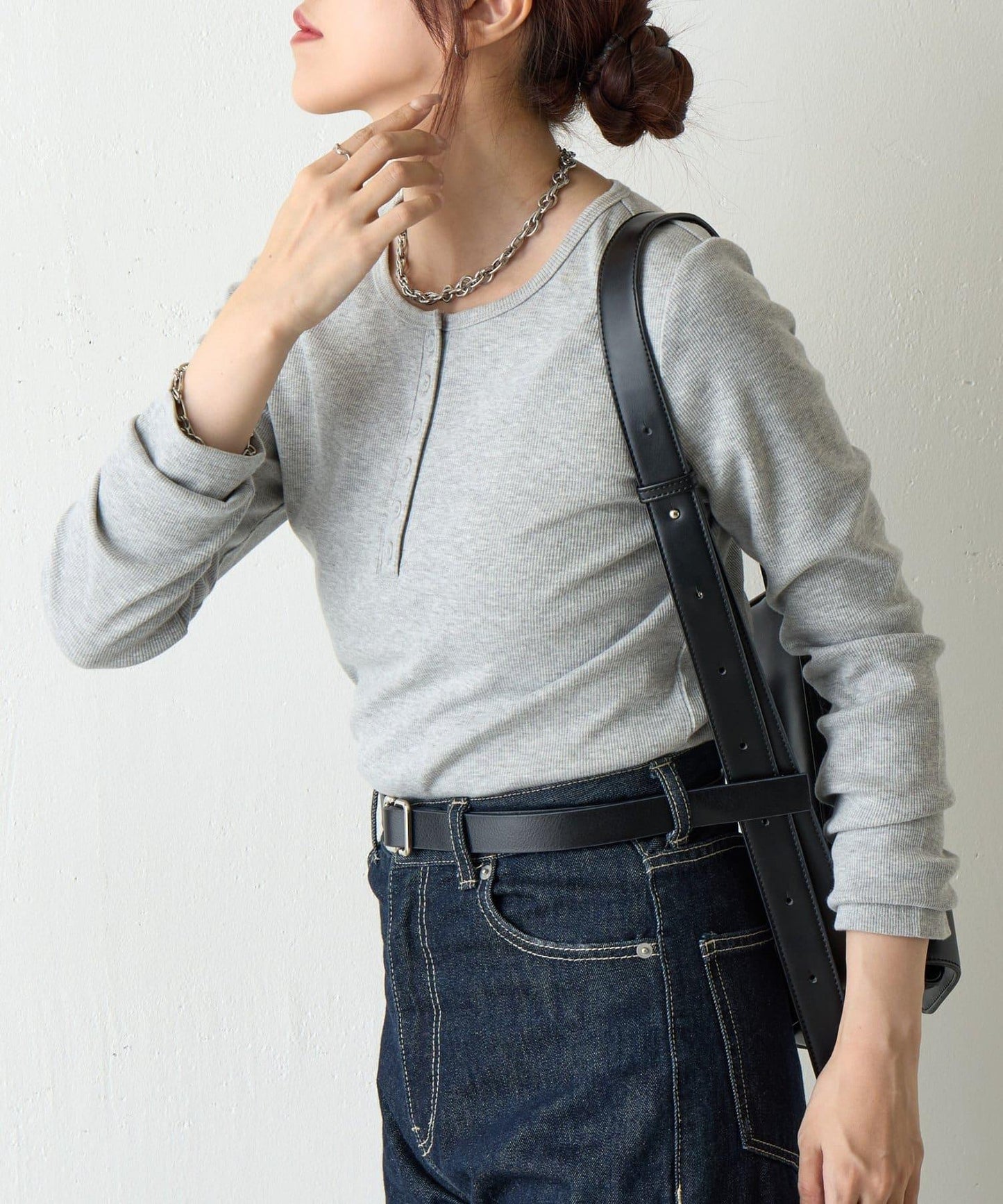 【AW/】亨利領羅紋長袖T恤